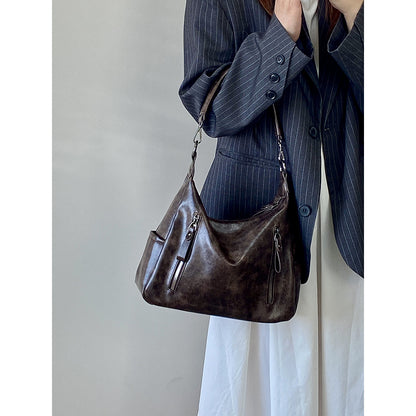 Ielgy Autumn Winter Retro Large Capacity Underarm Female Bag Commuter Shoulder Messenger Bag