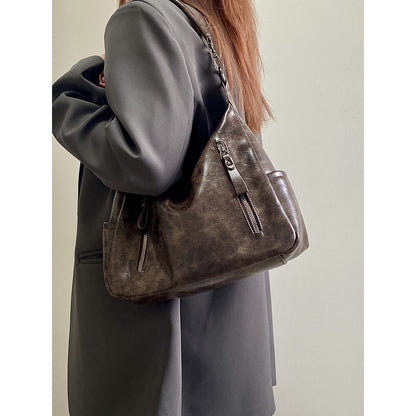 Ielgy Autumn Winter Retro Large Capacity Underarm Female Bag Commuter Shoulder Messenger Bag