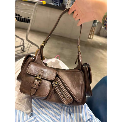 Ielgy American Retro Motorcycle Style One-Shoulder Underarm Bag Niche Design Sweet Cool Portable Messenger