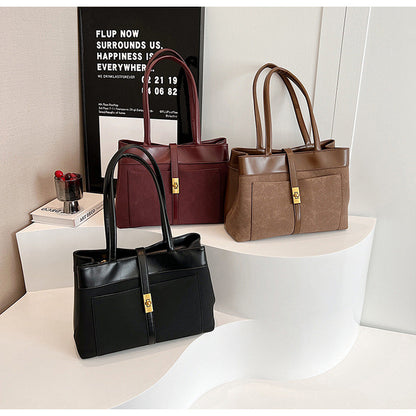 Ielgy High-End Feeling Large-Capacity Commuter Bag Fashion Portable Tote Bag All-Match Retro Shoulder