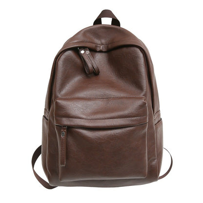 Ielgy pu Pure Color Simple Daily Commuter Backpack Large Capacity Backpack Travel Bag