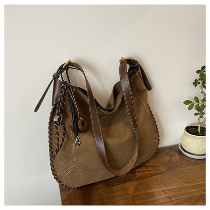 Ielgy Fashion Trendy Leopard Print Tote Bag Retro Casual One-Shoulder Large-Capacity Commuter Underarm Bag