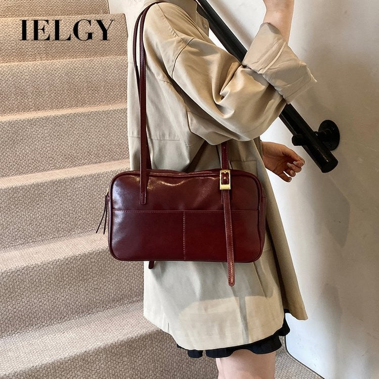 Ielgy Hand-Carry Retro Fashion Tote Bag Trendy Large-Capacity One-Shoulder High-End Un