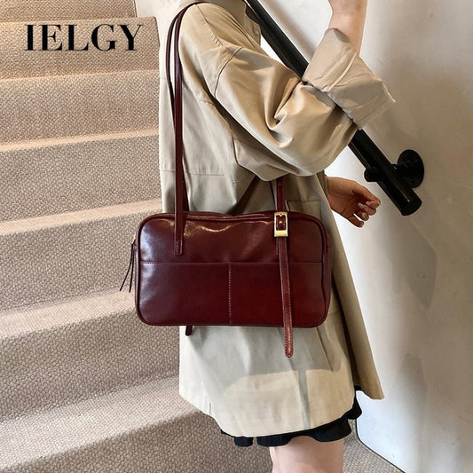 Ielgy Hand-Carry Retro Fashion Tote Bag Trendy Large-Capacity One-Shoulder High-End Un