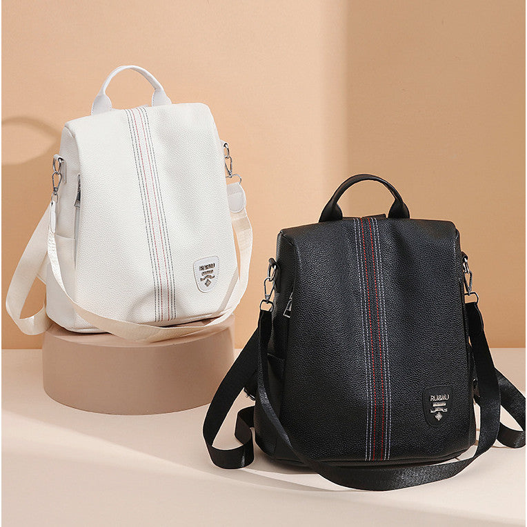 Ielgy Anti-theft Backpack Soft Leather Backpack Lightweight Commuter School Bag Large Capacity Travel Bag