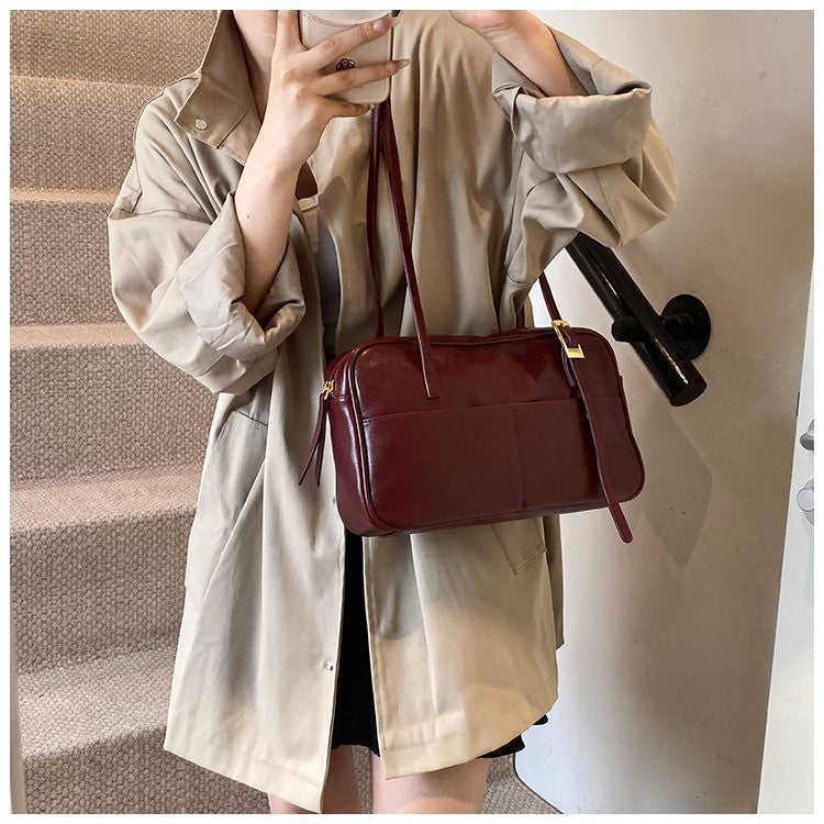Ielgy Hand-Carry Retro Fashion Tote Bag Trendy Large-Capacity One-Shoulder High-End Un