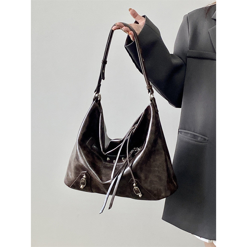 Ielgy Female Bag Autumn Winter Retro Merad Large-Capacity One-Shoulder Messenger