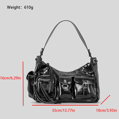 Ielgy Large-Capacity Multi-Pocket Motorcycle Bag One-Shoulder Messenger Hot Girl