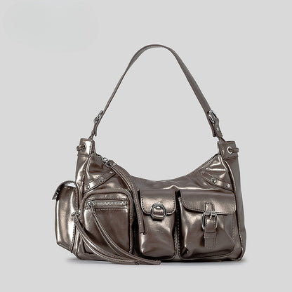 Ielgy Large-Capacity Multi-Pocket Motorcycle Bag One-Shoulder Messenger Hot Girl