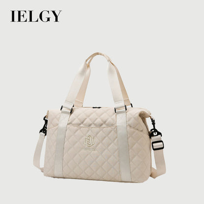 Ielgy Ladies Gym Bag Fashion Portable Travel Storage Bag Diamond Oxford Cloth Lightweight Dry Wet Separation Travel Duffel Bag