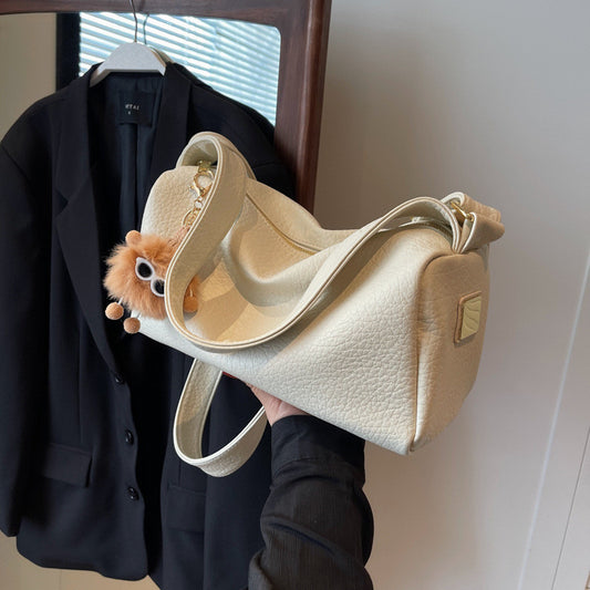 Ielgy Retro Lychee Pattern Soft Leather Pillow Bag Simple Niche One-Shoulder Diagonal Casual Bag