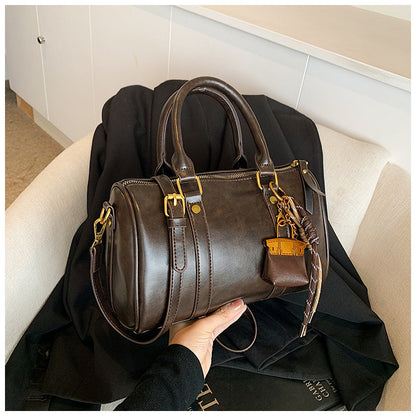 Ielgy Retro Fashion Texture Trendy Korean Style All-Match Cross-Body Boston Portable Pillow Bag