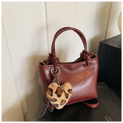 Ielgy Autumn Winter All-Match Trendy Fashion One-Shoulder Messenger Portable Bucket Bag