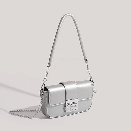 Ielgy Niche Trendy Metallic Silver Underarm Female Bag