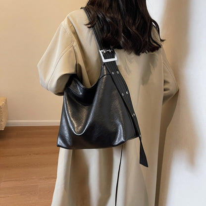 Ielgy Texture Underarm Bag Trendy Retro Casual Large-Capacity Commuter Shoulder Tote Bag