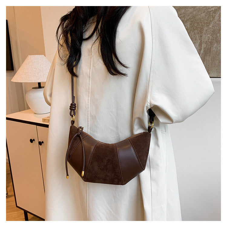 Ielgy Retro Niche High-End Frosted Dumpling Bag French One-Shoulder Messenger All-Match Commuter Croiss