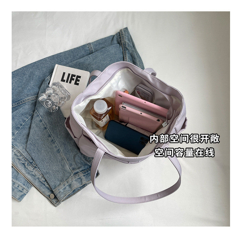 Ielgy Ladies Shoulder Bag Urban Commuter Large Capacity Tote Bag Lightweight Travel Simple Nylon Cloth Handbag