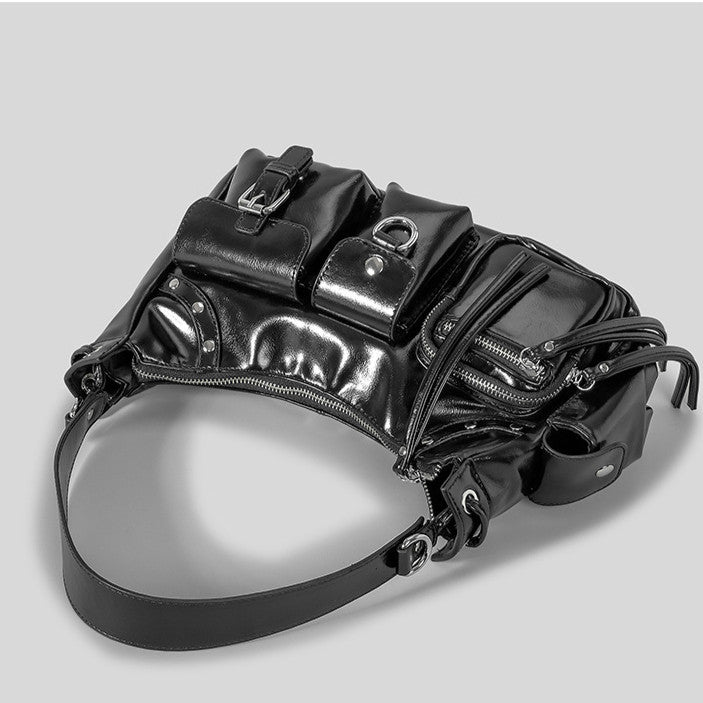 Ielgy Large-Capacity Multi-Pocket Motorcycle Bag One-Shoulder Messenger Hot Girl