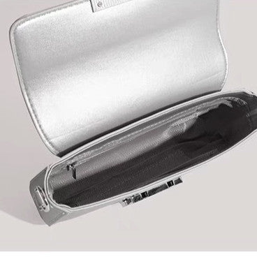 Ielgy Niche Trendy Metallic Silver Underarm Female Bag