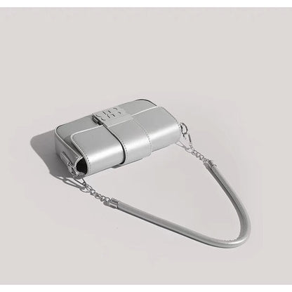 Ielgy Niche Trendy Metallic Silver Underarm Female Bag
