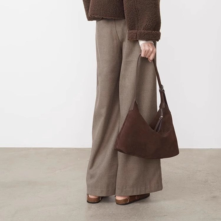 Ielgy Portable Suede Frosted Tote Bag Autumn Winter High-End Retro One-Shoulder Armpit Dumpling Bag