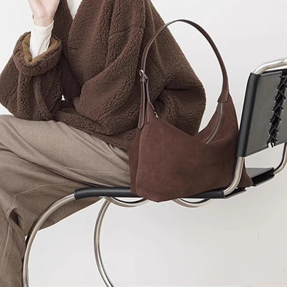 Ielgy Portable Suede Frosted Tote Bag Autumn Winter High-End Retro One-Shoulder Armpit Dumpling Bag