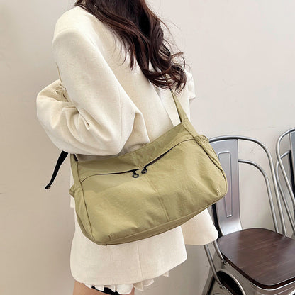Ielgy Nylon Tote Bag Korean Version Solid Color Underarm Bag Large Capacity Simple Casual Shoulder Bag