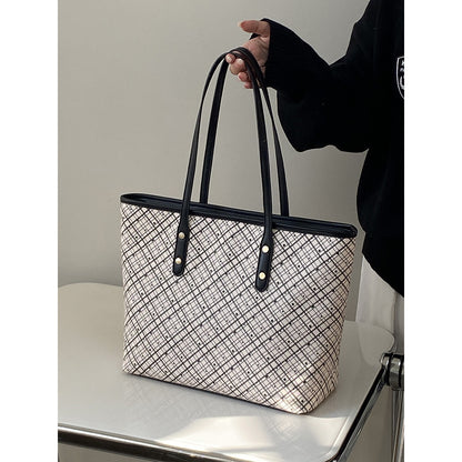 Ielgy Retro All-Match Commuter Large-Capacity Tote Bag Shoulder Handbag