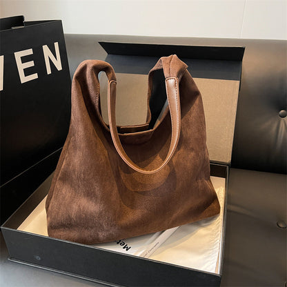 Ielgy Ladies Large Capacity Fashion Retro Flannel Bucket Bag