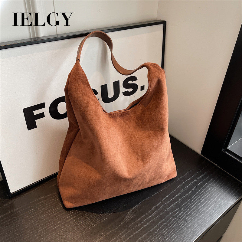 Ielgy Ladies Large Capacity Fashion Retro Flannel Bucket Bag