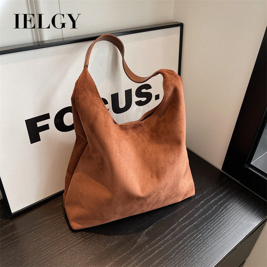 Ielgy Ladies Large Capacity Fashion Retro Flannel Bucket Bag