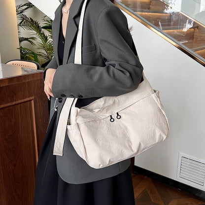 Ielgy Nylon Tote Bag Korean Version Solid Color Underarm Bag Large Capacity Simple Casual Shoulder Bag