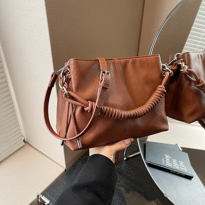 Ielgy Retro Bag Large Capacity All-Match Casual Cross-Body Portable Work Commuter Tote Bag