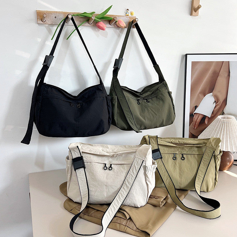 Ielgy Nylon Tote Bag Korean Version Solid Color Underarm Bag Large Capacity Simple Casual Shoulder Bag