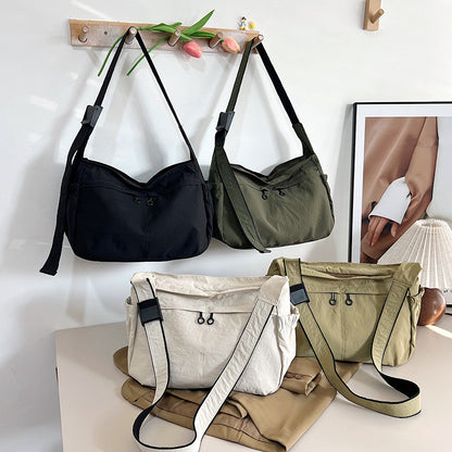 Ielgy Nylon Tote Bag Korean Version Solid Color Underarm Bag Large Capacity Simple Casual Shoulder Bag