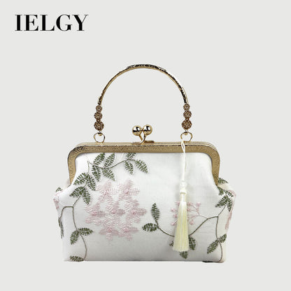 Ielgy Ladies All-Match Embroidered One-Shoulder Messen