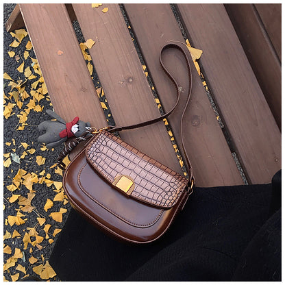 Ielgy French Niche Saddle Bag Autumn Winter One-Shoulder High-End Retro All-Match Fashion Cross-Body Bag