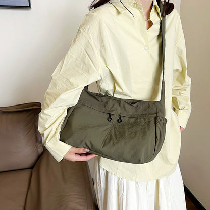 Ielgy Nylon Tote Bag Korean Version Solid Color Underarm Bag Large Capacity Simple Casual Shoulder Bag