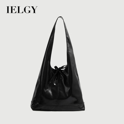 Ielgy Commuter Large Capacity Shoulder Tote Bag Black Casual Underarm Bag