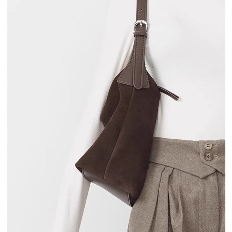 Ielgy Portable Suede Frosted Tote Bag Autumn Winter High-End Retro One-Shoulder Armpit Dumpling Bag