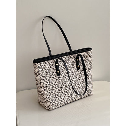 Ielgy Retro All-Match Commuter Large-Capacity Tote Bag Shoulder Handbag