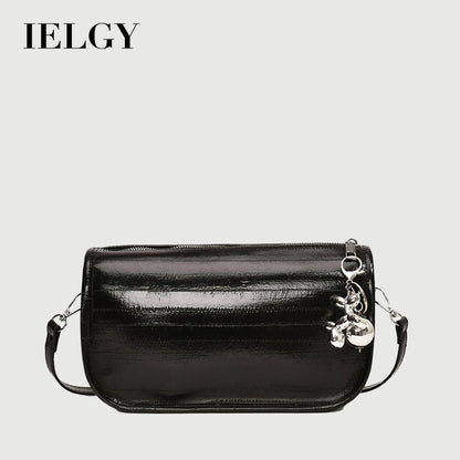 Ielgy Ladies Fashionable All-Match Large-Capacity Silver Shoulder Messenger Small Square Bag