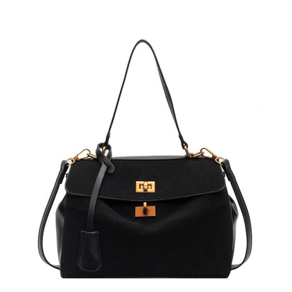 Ielgy Retro High-End Feeling Large-Capacity Shoulder Bag Autumn Winter Frosted Commuter Cross @