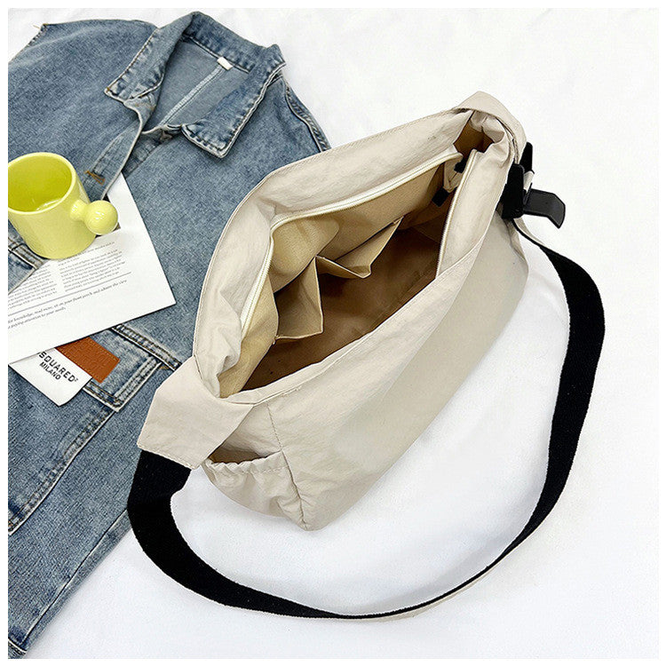 Ielgy Nylon Tote Bag Korean Version Solid Color Underarm Bag Large Capacity Simple Casual Shoulder Bag