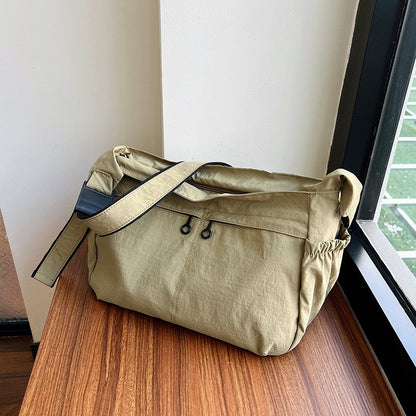 Ielgy Nylon Tote Bag Korean Version Solid Color Underarm Bag Large Capacity Simple Casual Shoulder Bag
