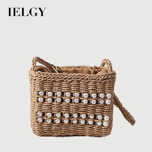 Ielgy Square Cross-Body Straw Woven Female Bag Mori Fashion Vacation Beach Bag Rattan Bag
