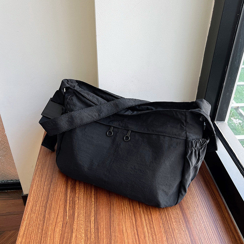 Ielgy Nylon Tote Bag Korean Version Solid Color Underarm Bag Large Capacity Simple Casual Shoulder Bag