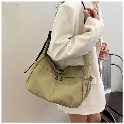 Ielgy Nylon Tote Bag Korean Version Solid Color Underarm Bag Large Capacity Simple Casual Shoulder Bag