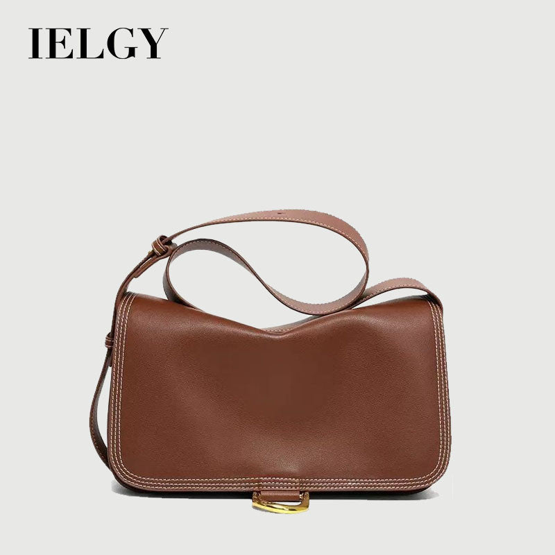Ielgy Fashion Soft Leather Messenger Bag Large Capacity Shoulder Underarm Female Bag